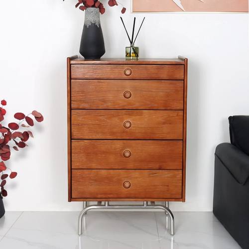 法式复古实木九斗柜客厅靠墙中古风边柜五斗收纳柜卧室六斗柜储物