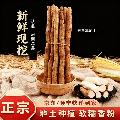 河南焦作温县正宗垆土铁杆紫怀淮山铁棍山药礼盒装新鲜官方旗舰店