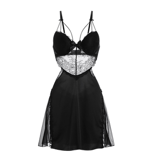 【瑰若】睡裙2025新款蝴蝶结连体衣睡裙吊带小胸性感纯欲战袍睡衣