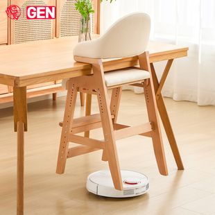 gen儿童餐椅宝宝成长椅高度调节吃饭餐桌座椅高脚学习椅实木凳子