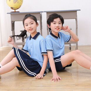 小学生校服棉短袖夏季校园风幼儿园演出中学生裙子短长裤班服套装