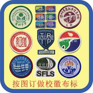 校徽布标织唛洗水订做实验高中附属中小学名字学号烫胶魔术贴领标