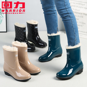 中筒加棉雨靴短筒防滑水靴厨房防水胶鞋 回力雨鞋 女加绒保暖水鞋