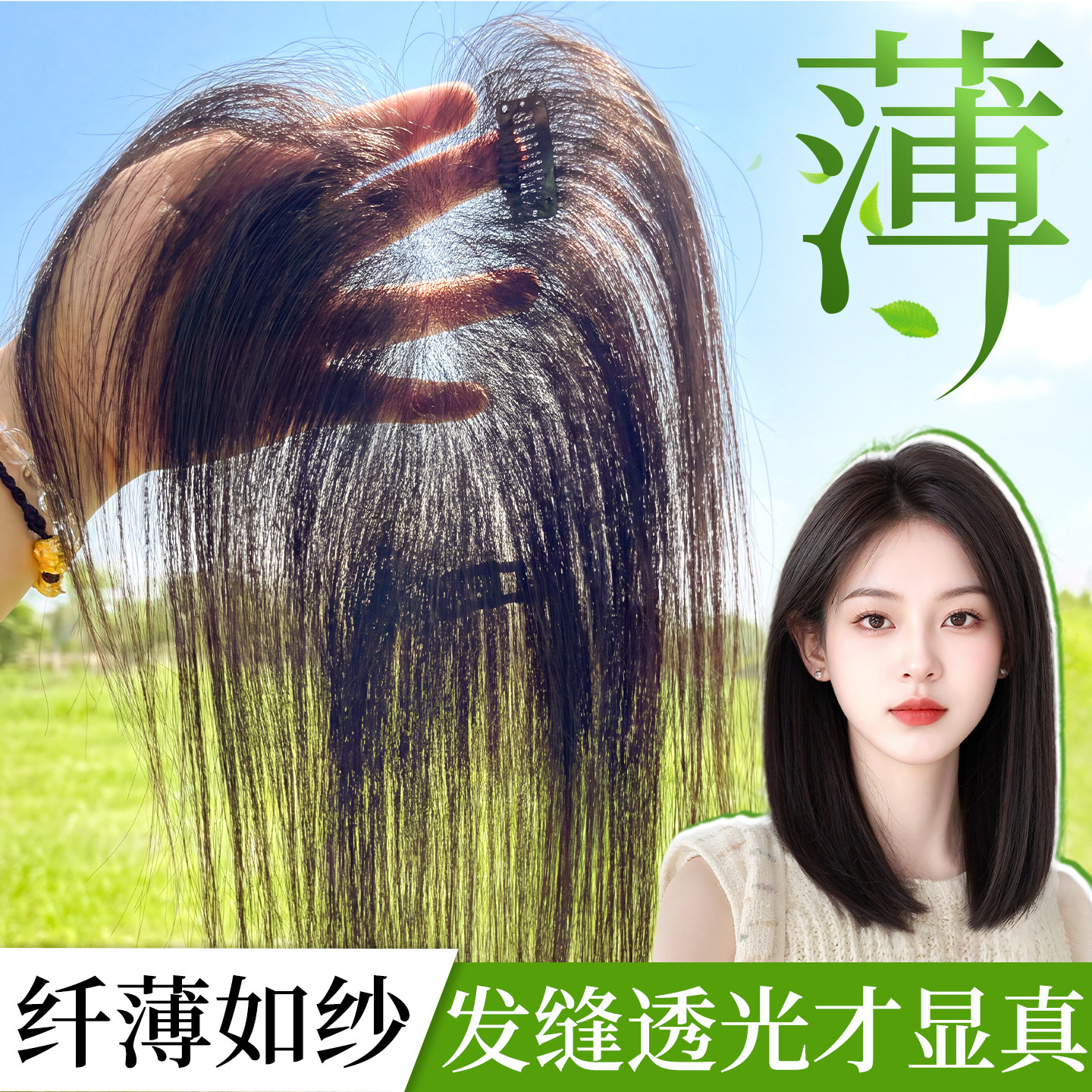 赠运费险加长遮后脑勺头顶假发片