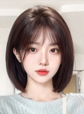 天空树假发全头套女全真发自然减龄蕾丝短发无痕波波头整顶假发套