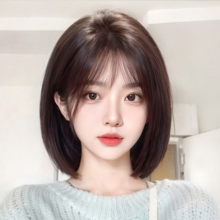 天空树假发全头套女全真发自然减龄蕾丝短发无痕波波头整顶假发套