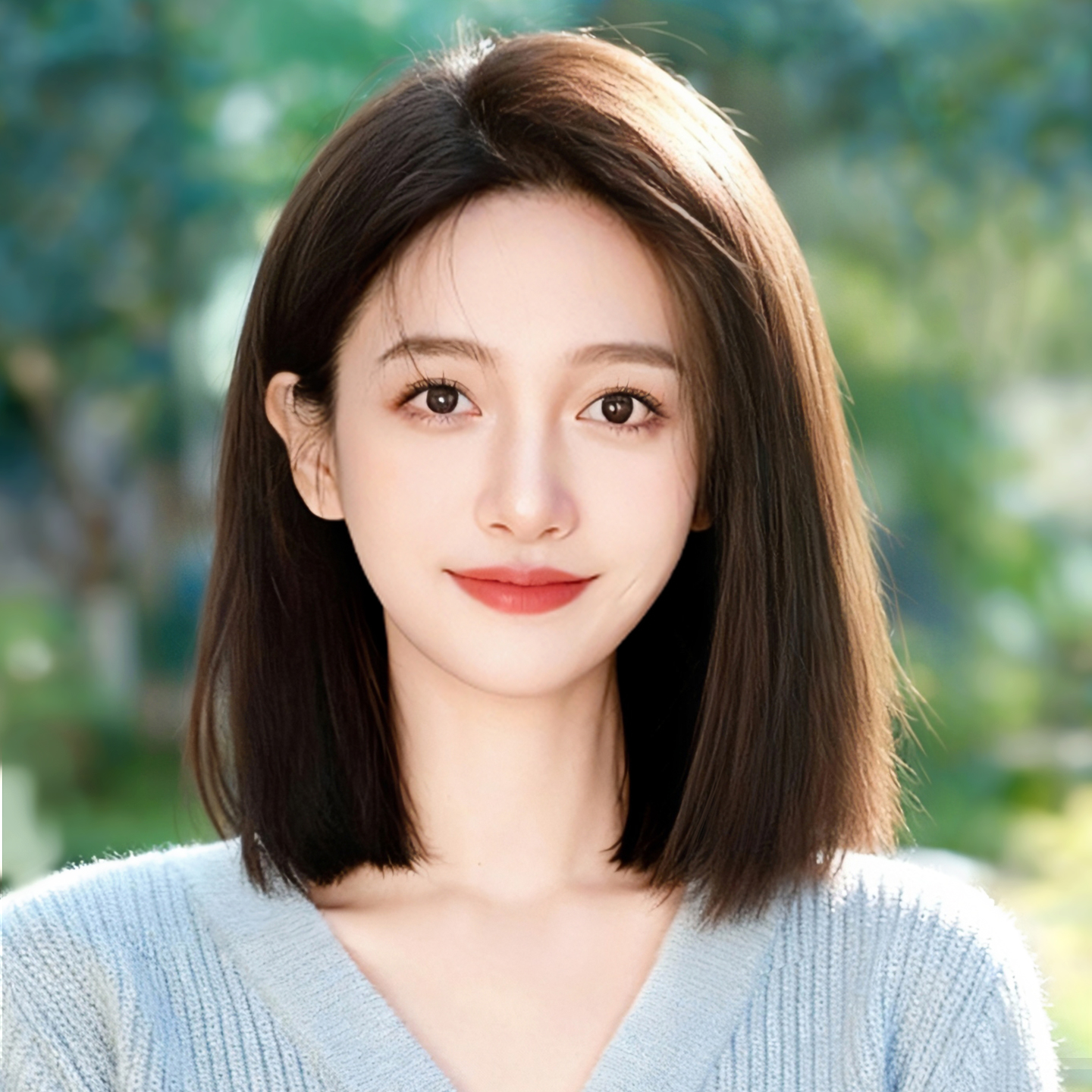 天空树气质中分锁骨全头套假发