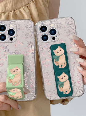 适用于iPhone17ProMax手机壳16Pro/15新款15Plus可爱女款14/13ProMax防摔磁吸支架桌面支撑架款12/11抬头猫咪