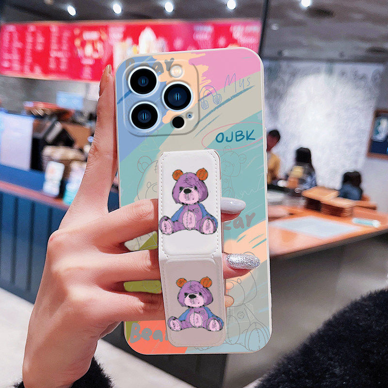 适用于苹果17ProMax手机壳16Pro背贴支架15ProMax脏脏熊14防摔套磁吸支架iPhone13/12可横竖屏放11追剧神器款