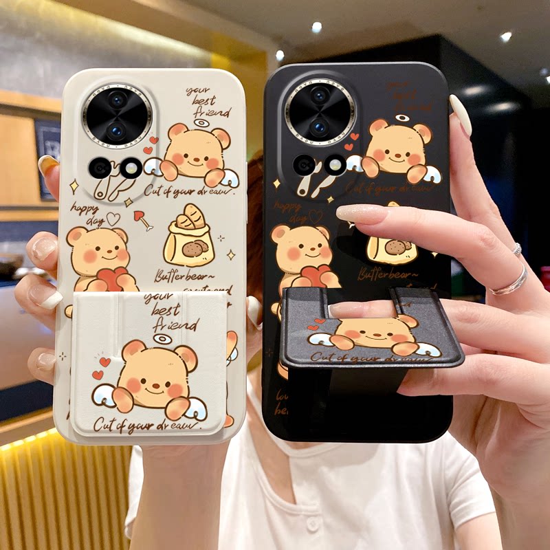 适用于华为Nova15Ultra手机壳14Pro/13/12Pro防摔折叠腕带11Ultra磁吸带支架10小熊9/8/7可爱7SE硅胶软壳