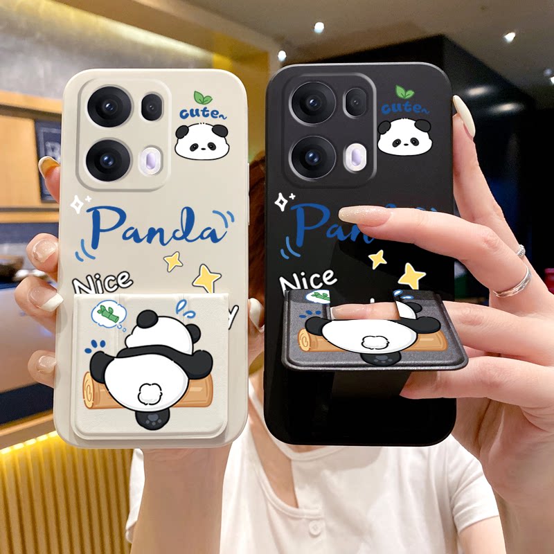 适用于OPPOReno15手机壳新款14/13/12/11Pro多功能磁吸支架Reno10调皮熊猫8/7折叠腕带6/5全包防摔4硅胶软壳