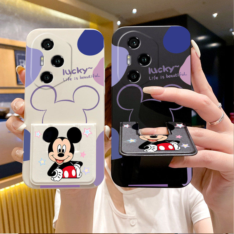 适用于荣耀500Pro手机壳400/300Ultra/200/100防摔90折叠支架腕带80磁吸保护70荣耀男女款全包硅胶壳幸运米奇