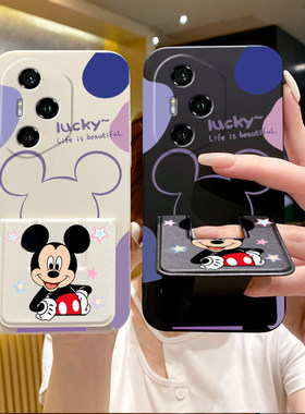 适用于荣耀500Pro手机壳400/300Ultra/200/100防摔90折叠支架腕带80磁吸保护70荣耀男女款全包硅胶壳幸运米奇