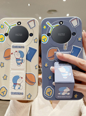 适用于荣耀X70新款手机壳x60GT/50i防摔X40可爱哆啦A梦荣耀GTPro/Power磁吸支架honorX70i折叠腕带硅胶软壳