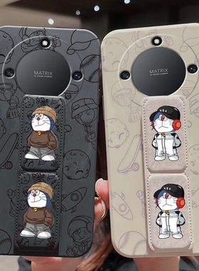 防摔适用于荣耀X70新款手机壳GTPro个性男女潮牌X60GT磁吸支架X50轻奢版全包HonorPOWER折叠腕带款硅胶软壳