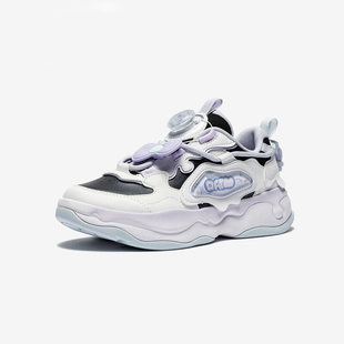 安踏运动鞋女大童棉花糖新品革面旋钮扣休闲鞋322618801N-7