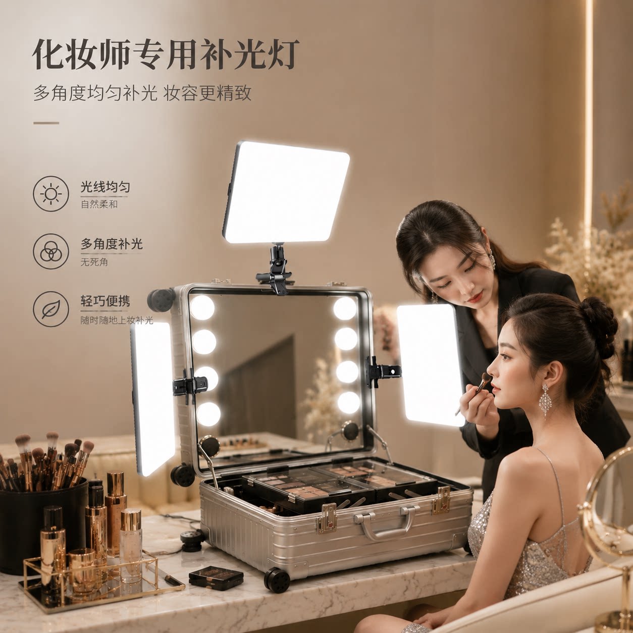 化妆师专用补光灯桌面柔光化妆镜图片