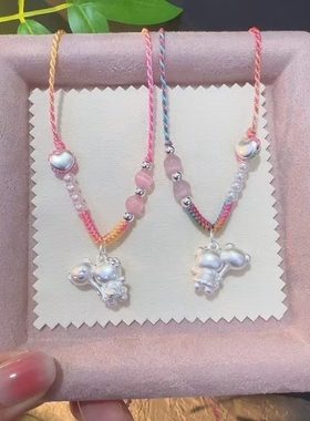 足银999精品Kt气球吊坠可爱足银牵小熊气球hellokitty凯蒂猫挂坠