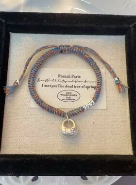 足银999精品平安银坨坨盘缠手工编织红绳新中式银手链本命年礼物