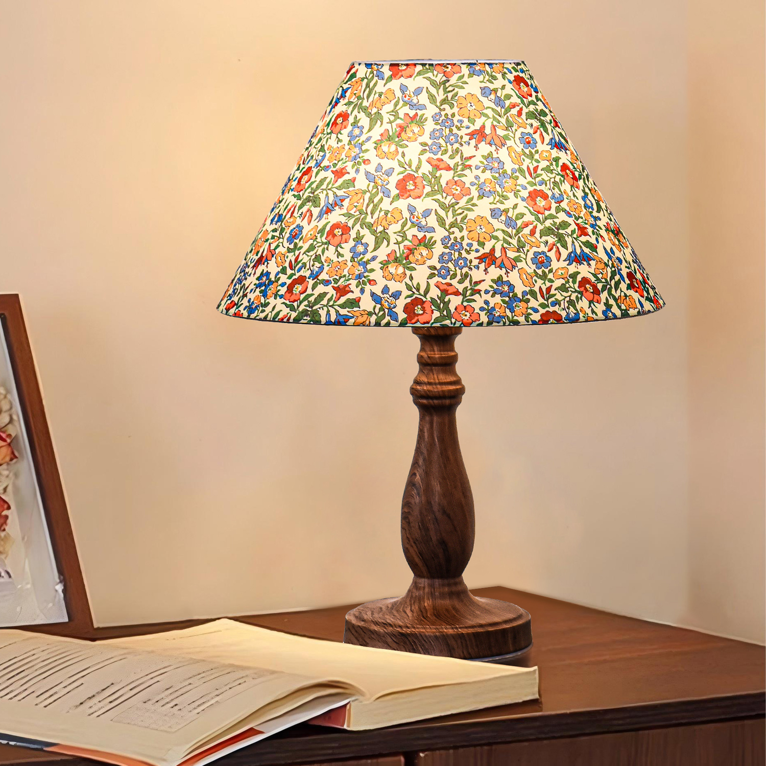 网红爆款碎花台灯卧室床头柜灯