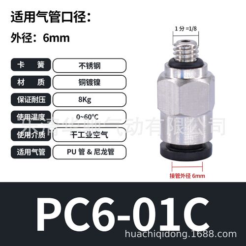 气动快速微型迷你接头PC3-M5/PL6-M3/POC5-M6直通管SL4-M4弯接头