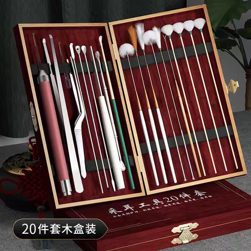 采耳工具套装掏耳朵鹅毛棒扣毛毛专业挖耳朵神器发光挖耳勺全套