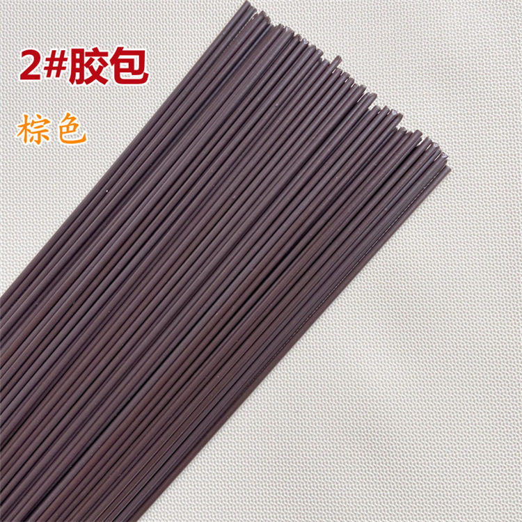 2号40cm胶包棕色花杆手工玫瑰花