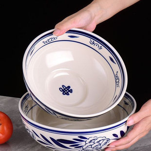 陕西老关中陶瓷大碗油泼面碗商用高脚碗汤面碗大号拉面碗炸酱面碗