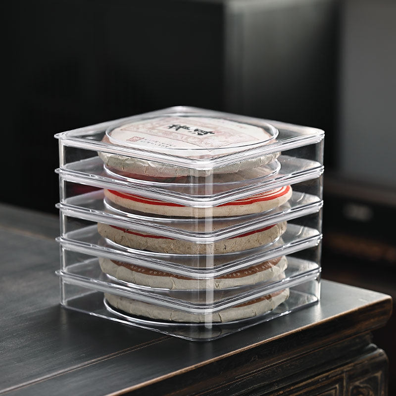 带密封条可叠加茶饼盒