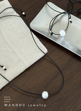 豌豆饰物可调节抽拉淡水珍珠项链