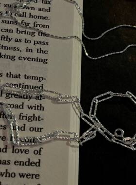 豌豆饰物 万能百搭裸链车花口字珠节链条纯银项链气质超闪锁骨链