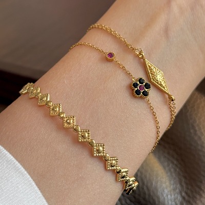 不掉色钛钢手链女复古vintage叠戴仿金保色首饰手镯2025新款爆款