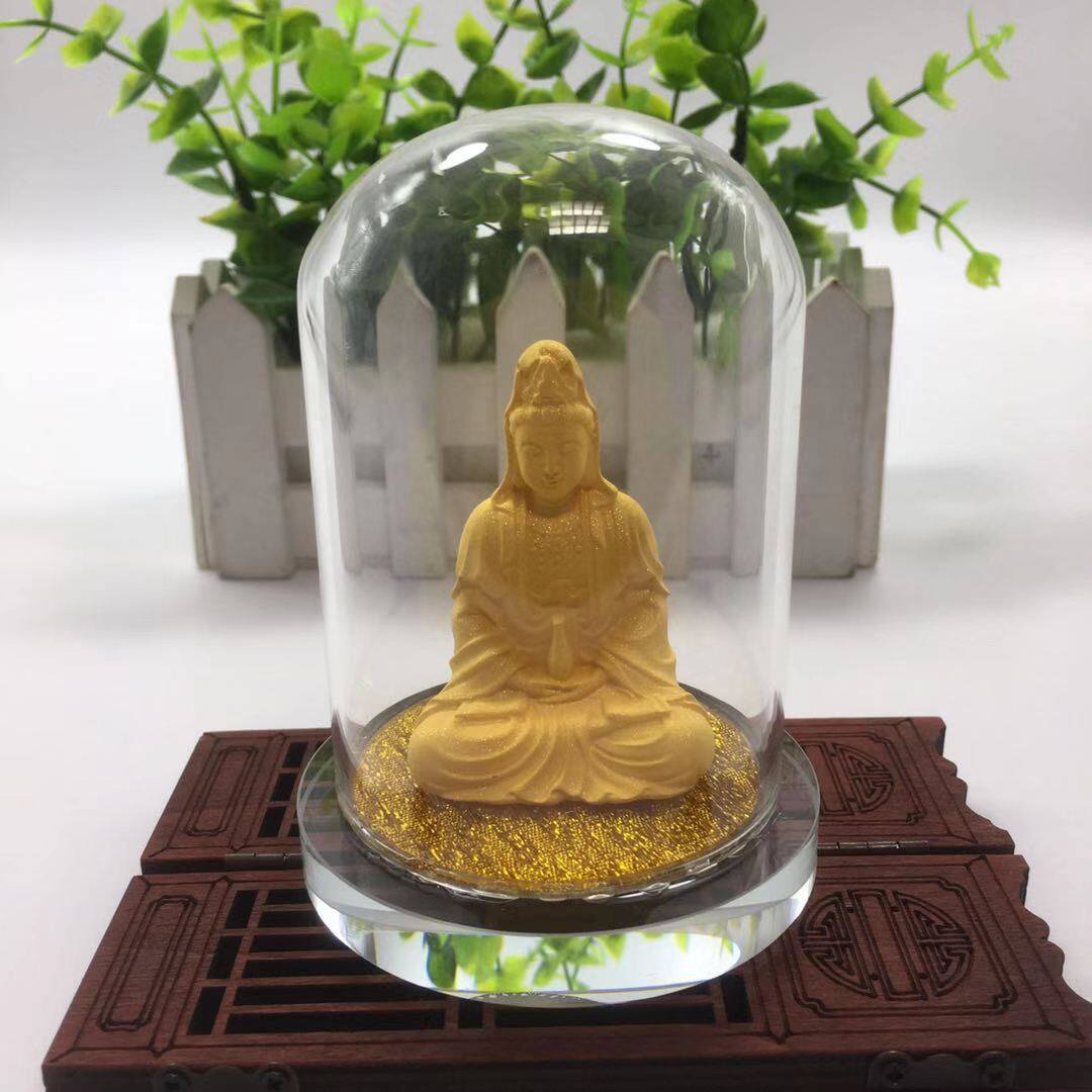 创意车载车内摆件观音绒沙金汽车摆件菩萨佛像车内装饰品
