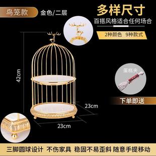 轻奢下午茶甜品台铁艺水果盘甜点陶瓷展示架鸟笼点心架多层架 欧式