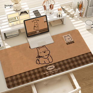 可爱小狗鼠标垫超大女复古ins涂鸦办公桌垫电竞宿舍滑鼠垫子防滑