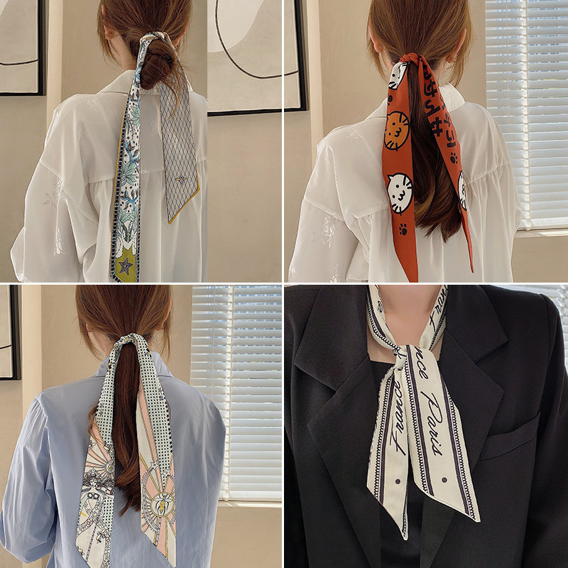 2022年新款丝巾发带女绑发网红法式头巾超仙头绳飘带扎头丝带头饰