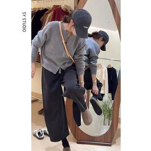 JOYIASSchic高级感套装韩系简约温柔风针织开衫外套高腰休闲阔腿