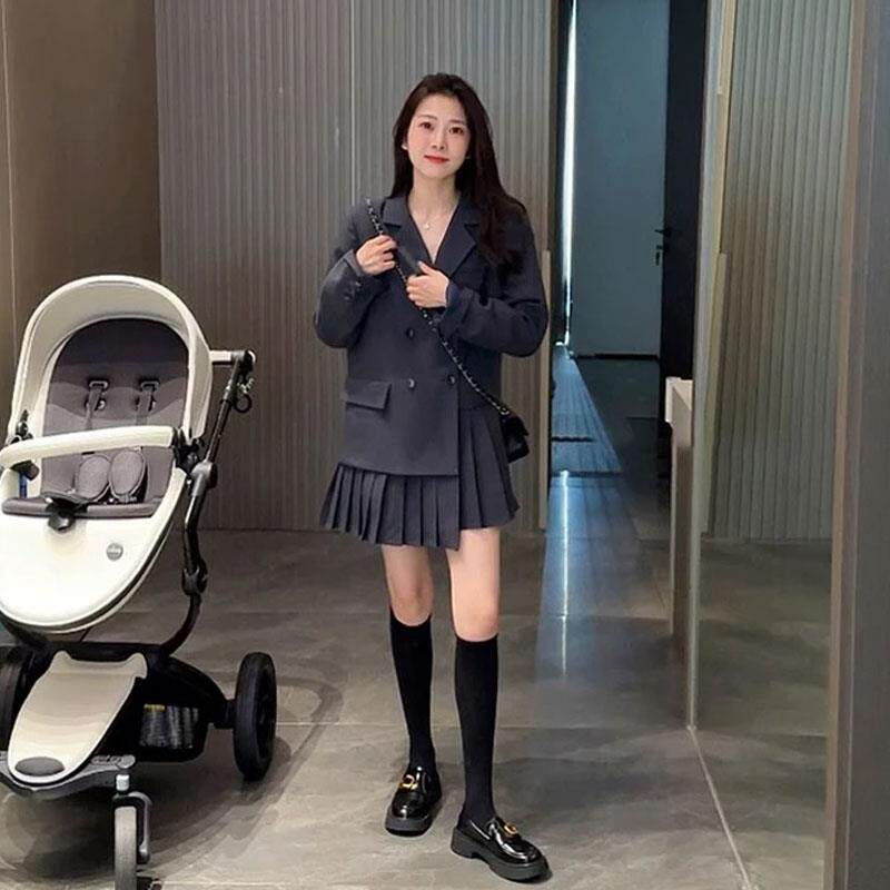 JOYIASS时尚设计感假两件西装连衣裙女秋季新款高级感气质a字百褶