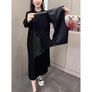 JOYIASS法式马甲宽松套装女中长款连衣裙秋季百搭暗黑风网红长裙