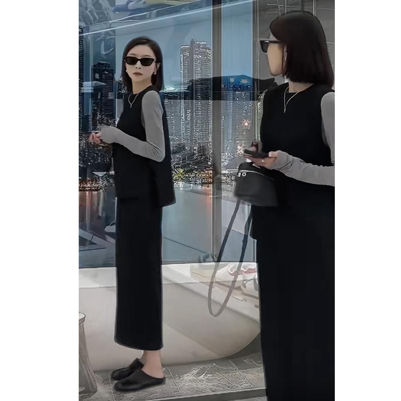 JOYIASS2025秋季新款欧货简约高级感套装女洋气无袖马甲修身打底