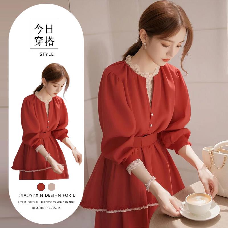 JOYIASS2025秋装新款设计感别致收腰衬衫高腰半身裙港味别致百搭