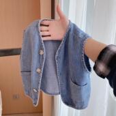 2025春秋季 新款 儿童马夹背心宝宝百搭坎肩潮万能搭男女童牛仔马甲