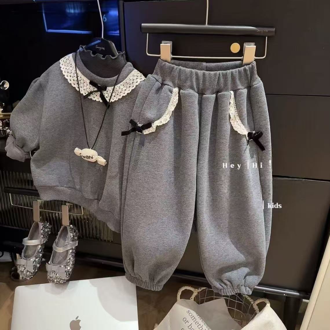 2025秋冬新款儿童两件套女童卫衣休闲宝宝洋气套装加绒加厚
