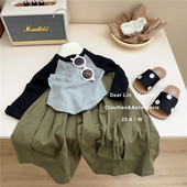 宝宝洋气百搭上衣套装 女童T恤修身 两件套2025春秋季 韩版 短款 长袖