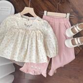 森系女童粉色小碎花娃娃衫 洋气宝宝小衫 儿童长袖 2025春装 衬衫 春秋