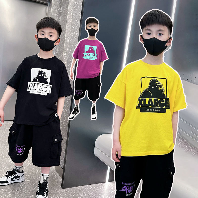 日本潮牌bapekids夏季男女中大儿童装短袖t恤纯棉休闲宽松上衣
