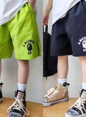 日本潮牌bapekids夏季男女中大儿童装沙滩裤速干短裤五分裤裤子