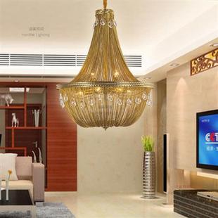 链条水晶吊灯意式轻奢水晶客厅餐厅别墅酒店会所吊灯艺术金属流苏