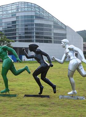 玻璃钢运动篮球足球抽象人物跑步摆件户外公园林学校景观落地雕塑