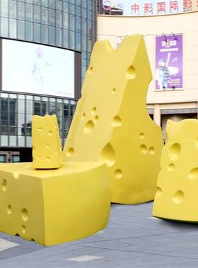 卡通仿真奶酪芝士景观玻璃钢雕塑甜品店电影院商场烘焙蛋糕店摆件